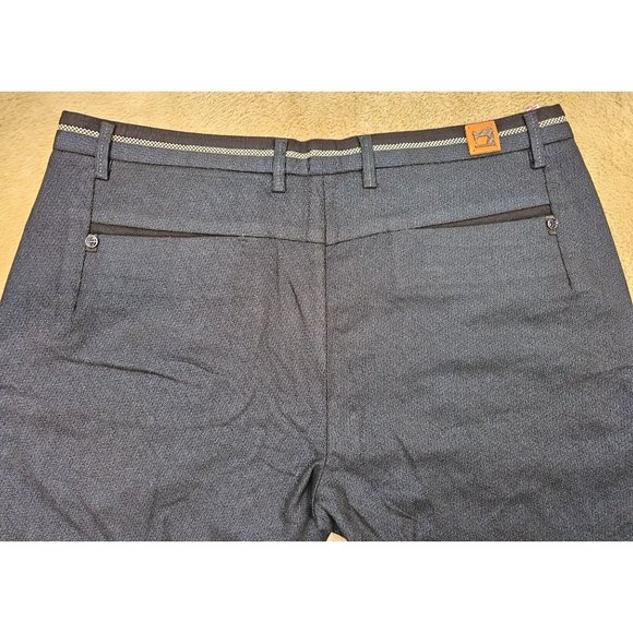 TR Premium Comfort-Fit Casual Stretch Flat Front Blue Chino Pants - Picture 10 of 12